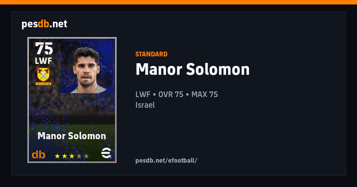 Manor Solomon - Standard | pesdb.net